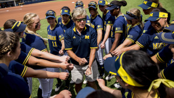 The Michigan Wolverines softball team plays Rutgers on May 7, 2016 in Ann Arbor, MI. (Photo by Taylor Baucom/The Players' Tribune)