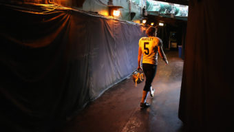 OAKLAND, CA - NOVEMBER 18: Garrett Hartley #5 of the New Orleans Saints walks out of the tunnel for their game against the Oakland Raiders at O.co Coliseum on November 18, 2012 in Oakland, California. (Photo by Ezra Shaw/Getty Images)